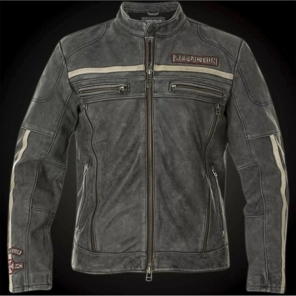 AFFLICTION Leather BLACK MOON RIDERS JACKET Grey - Picture 5 of 11